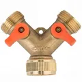 Produktbild: 2-Wege Wasserverteiler Messing Gartenschlauch Wasserhahn Verteiler 3/4