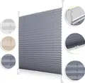 Produktbild: Plissee Klemmfix, verspannt, blickdicht, Sichtschutz Sonnenschutz Jalousie Grau,60 cm x 130 cm (B x L)