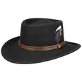 Produktbild: Stetson Petersham Gambler Wollhut Einfarbig Ledergarniturband Eleganter Filzhut Outdoor Regenhut Herren Herbst Winter schwarz M (56-57 cm)
