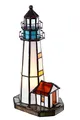 Produktbild: Birendy Lampe im Mosaik-Stil Leuchtturm Dekorationslampe Glaslampe, Leuchte,Tischlampe, Tischleuchte (Rot-Blau)