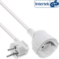 Produktbild: InLine® Strom-Verlängerung Schutzkontakt Stecker gewinkelt / Buchse, weiß, 10m