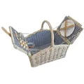 Produktbild: casa.pro Picknickkorb (Komplett-Set), »Lumparland« für 2 Personen Weide 40x28x37 cm Weiß / Blau beige 21.5 l | 40 cm x 37 cm x 28 cm