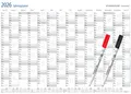 Produktbild: Jahresplaner Lumocolor Set 2026, Wandkalender trocken abwischbar, Größe DIN A...