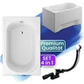 Produktbild: Badland - Badewanne Rechteck 100x65 Mit Acrylschürze, Ablaufgarnitur & Füßen Gratis - Komplettset 4in1 Original Acryl Wanne Siphon Mini