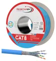 Produktbild: Cat.8 Netzwerkkabel Verlegekabel 2000 MHz S/FTP 100 m Spule PIMF Blau
