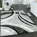 Produktbild: Paco Home - Designer Teppich mit Konturenschnitt Muster Gestreift Grau Schwarz Creme Meliert 60x110 cm