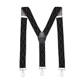 Produktbild: MASADA Herren Hosenträger mit robusten Karabiner Verschluss stufenlos verstellbar 3,5 cm breit und bis zu 195 cm Körpergröße - Kariert-Schwarz