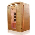 Produktbild: Dewello® Infrarotkabine Infrarotsauna Pierson 135cm x 105cm 1-2 Personen aus Hemlock Holz mit Vollspektrumstrahler, Bodenstrahler, LED-Farblicht, Bluetooth, FM,MP3,USB