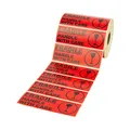 Produktbild: PROLAC – „Fragile Handle with Care“ Warnhinweis Aufkleber (Warnaufkleber) für zerbrechliche Warensendungen – Sticker selbstklebend – 1000 St. pro Rolle – Warnetiketten Bruchgefahr – Etiketten Rot