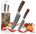Produktbild: Wakoli Messer-Set EDIB Santoku Set I Kochmesser Küchenmesser-Set I 12 und 17cm Klingen (Damastmesser mit Geschenkbox, 2-tlg., 2er Damastmesser-Set), 67 Lagen Damaststahl, VG-10 Stahlkern