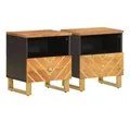 Produktbild: vidaXL Nachtkommode, Nachttische 2 Stk. Braun und Schwarz Massivholz Mango