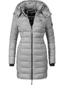 Produktbild: MARIKOO Damen langer Wintermantel warmer Steppmantel mit abnehmbarer Kapuze Abendsternchen Grau Gr. XL