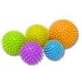 Produktbild: Theralino Igelball 5er Set Pastell Massageball Noppenbälle in verschiedenen Größen für die punktuelle Selbstmassage, Füße, Nacken, Rücken, Bein und vieles mehr