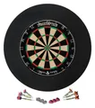 Produktbild: Stagecaptain Dartscheibe DBS-1715 BullsEye Pro, (Dartboard-Set, 19-tlg., inkl. Catchring, 6 Dartpfeilen und 12 Flights), Steeldartscheibe aus Sisal mit dünnen Drähten