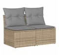 Produktbild: vidaXL Gartenlounge-Set 2-tlg. Garten-Sofagarnitur mit Kissen Beige Poly Rattan, (1-tlg)