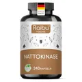 Produktbild: Nattokinase Kapseln hochdosiert 240 Kapseln je 100 mg (20.000 FU/g) - 8 Monatsvorrat, Laborgeprüft, Vegan - Ohne unerwünschte Zusätze - Raibu