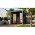 Produktbild: Karibu Saunahaus Außensauna Gartensauna ARES 2 anthrazit lackiert ohne Zubehör 38mm Wände 237x276x232 cm Metallfarbe: graualuminium