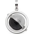 Produktbild: JEWELS BY LEONARDO Anhänger Clip & Mix Rita, Ketten-Anhänger aus silberfarbenem Edelstahl, drehbare Kugel aus weißem und schwarzem Catseye, Schiene mit Zirkonia-Steinen, Schmuck Geschenk, 024421
