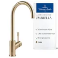 Produktbild: Villeroy & Boch Umbrella Hochdruck-Küchenarmatur, Spülenarmatur mit energiesparender Kaltstart-Funktion und 360° Schwenkbereich, wassersparend, 275 mm Auslaufhöhe, Gold