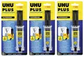 Produktbild: 3x UHU 2-Komponentenkleber Plus Schnellfest, Schneller und glasklarer 2K-Klebstoff mit integriertem Mischer, 15,5 g