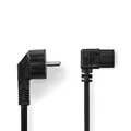 Produktbild: NEDIS Stromkabel | Schutzkontaktstecker | IEC-320-C13 | abgewinkelt | abgewinkelt | Vernickelt | 2.00 m | rund | PVC | Schwarz | Plastikbeutel
