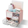 Produktbild: RISEMART Schreibtisch-Organizer mit 3 Schubladen, multifunktionaler Stifthalter, Schreibtisch-Organizer und Aufbewahrung mit 5 Fächern für Büro, Zuhause-Rosa