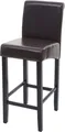 Produktbild: Barhocker MCW-C33, Barstuhl Tresenhocker, Holz MVG- braun, dunkle Beine, Leder