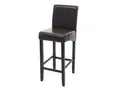 Produktbild: Barhocker MCW-C33, Barstuhl Tresenhocker, Holz MVG-zertifiziert ~ braun, dunkle Beine, Leder