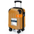 Produktbild: YONSLY Gepäck Suitcase Reisekoffer, Trolley Rollkoffer Handgepäck, Hartschalenreisekoffer mit 360° Lenkrollen, Zahlenschloss, Mehrstufiger Teleskopgriff (S, Orange)