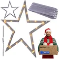 Produktbild: MODO24 DIY Stern MODOSTAR 2D Weihnachtsstern Set aus FSC Holz, Sternabmessungen: 114 cm, zum Aufstellen im Garten & Terrasse, wetterfest, faltbar & stabil, Weihnachtsdeko, Farbe: Grau imprägniert