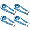 Produktbild: BASI | 4er Set Spanngurte mit Klemmschloss und S-Haken | bis 125 KG | Zurrgurte in blau | Länge 200 cm x Breite 2,5 cm | Befestigungsriemen | TÜV geprüft | Expander mit Schnappverschluss | 4 Stück