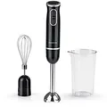 Produktbild: GOURMETmaxx Stabmixer 2in1 3-tlg. 600W schwarz/chrom inkl. Rühraufsatz und Messbecher - Silber