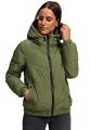 Produktbild: MARIKOO Damen Winterjacke (XS-XXL) - Abnehmbare Kapuze, hoher Kragen, 4 Taschen, leichte Steppjacke, Warme Jacke Frauen - N002 (M, Olive)
