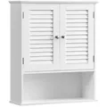 Produktbild: VASAGLE Hängeschrank Badezimmerschrank Wandschrank Lamellentüren und offenem Fach weiß
