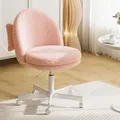 Produktbild: COMHOMA Homeoffice Stuhl, Schminkstuhl, Schreibtischstuhl ohne Armlehnen, Drehstuhl, Bequemer Bürostuhl auf Rollen, Höhenverstellbare Flausch rosa - Rosa