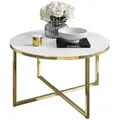 Produktbild: Lookway Couchtisch, Gold, Weiß, Glas, Rund, 70x44.4x70 cm, Wohnzimmer, Wohnzimmertische, Couchtische