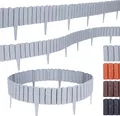 Produktbild: BooGardi Rasenkante Kunststoff Holzoptik 4 Farben 57cm x 12,5cm · Grau 10er Set · flexible Beeteinfassung · Beetumrandung Garten · Mähkante