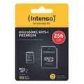 Produktbild: Intenso Micro SDXC Karte 256GB Speicherkarte UHS-I Premium 90MB/s Class 10