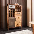 Produktbild: Massivholz Barschrank ATELIER - 120cm - natur schwarz - Pinie Metall - Vintage