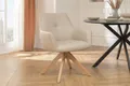 Produktbild: riess-ambiente Drehstuhl ALMARA beige-sand/natur- Eiche, Echtleder, 360°, Massivholz, modern (Einzelartikel, 1 St), Natürlicher Polsterstuhl - ideal f. Ess- & Wohnzimmer oder Home Office