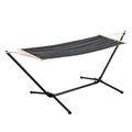 Produktbild: [en.casa] Hängematte Surte Hängeliege mit Gestell Hängeschaukel Liegefläche 200 x 100 cm Indoor Outdoor Belastbarkeit 120 kg Dunkelgrau