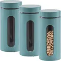 Produktbild: 3 Stück Vorratsglas mit Metalldeckel, mint - Ø 10,2 x 23cm - Türkis