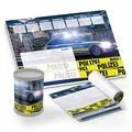 Produktbild: itenga Schreibtisch-Set Polizei 3-teilig Schreibtischunterlage Papier DIN A3 Stifteköcher Notizblock für Kinder Schüler Erwachsene Jungen