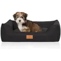 Produktbild: Knuffelwuff Hundebett Lotte aus Velours mit feinem Handwebcharakter M-L 85 x 63cm Schwarz