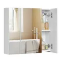 Produktbild: VASAGLE Spiegelschrank, Badezimmerschrank, Aufbewahrungsschrank mit 3 Türen, fürs Badezimmer, 15 x 60 x 55 cm, mit verstellbaren Regalebenen, modern, weiß BBK22WT