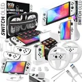 Produktbild: Orzly Accessories Kit Bundle Compatible with Nintendo Switch OLED Console (NOT 2017 Edition Compatible) Ultimate Geek Pack with Case and Screen Protector and Much More - Ice White Gift Boxed