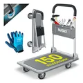 Produktbild: MASKO® Plattformwagen Transportwagen Lagerwagen Klappbar Inkl. Arbeitshandschuhe Feststellbremse Transporthilfe Mit 6 Sicherungsösen 360° Lenkrollen Paketwagen Klappwagen