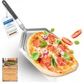 Produktbild: HONH Pizzaschieber Edelstahl – Die ultimative Premium-Pizzaschaufel mit XXL-Schaufel (33 x 38 cm), extra stabiler Konstruktion und klappbarem Griff für perfekten Genuss vom Pizzastein!