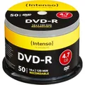 Produktbild: Intenso DVD-R 4,7 GB - DVD-Rohlinge - CakeBox - 16x - 50 Stück- transparent/weiß