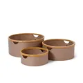 Produktbild: Lumaland Bambus-Rahmen Aufbewahrungsbox 3er Set rund | Boxen in den Maßen ø 45 x 20 cm, ø 38 x 16 cm und ø 30 x 12 cm [Taupe]